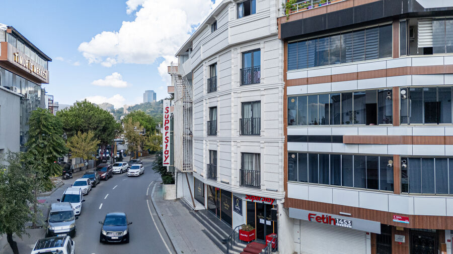 Elegant lounge interior with mountain view